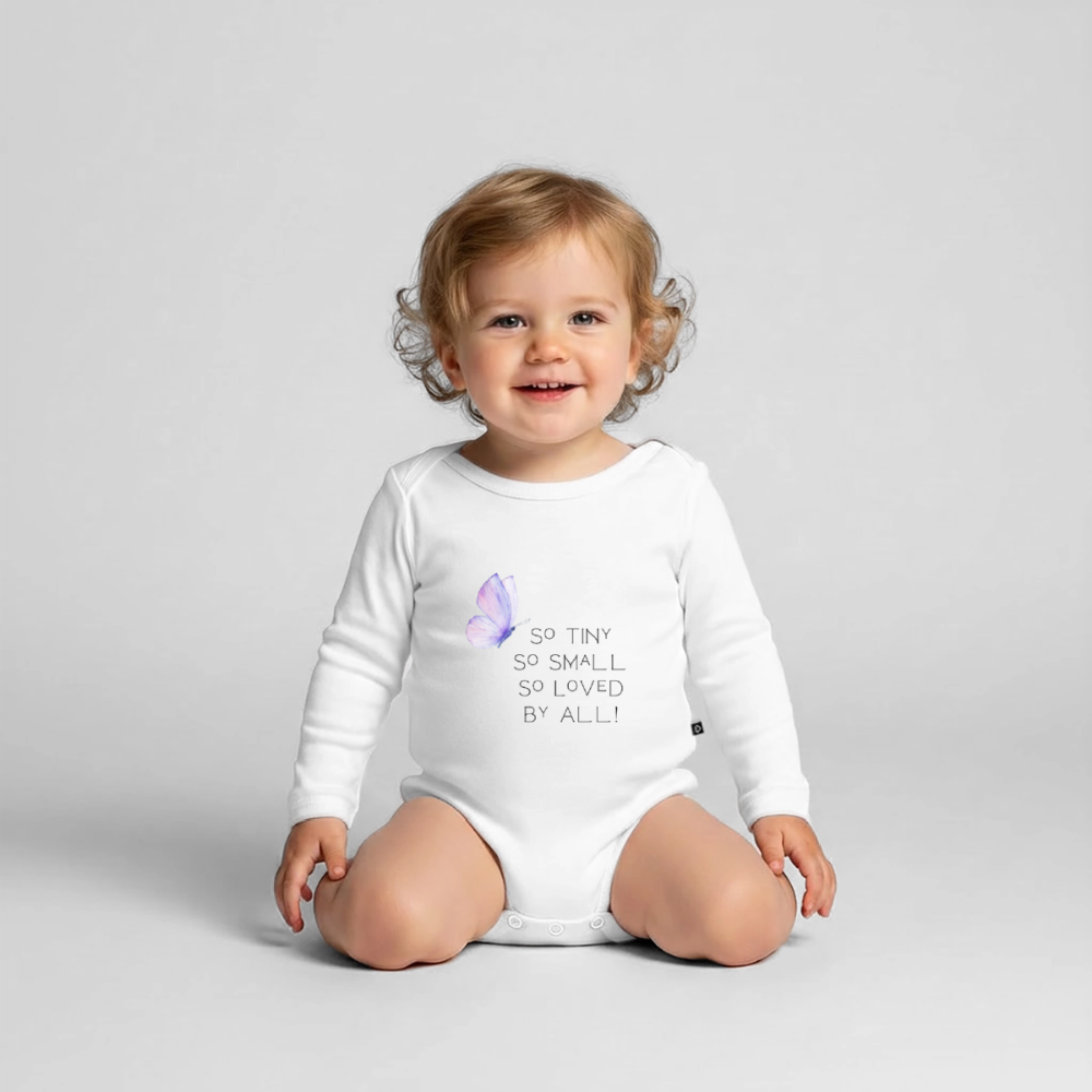 Baby Bio-Langarm-Body so tiny so small so loved by all - Weiß