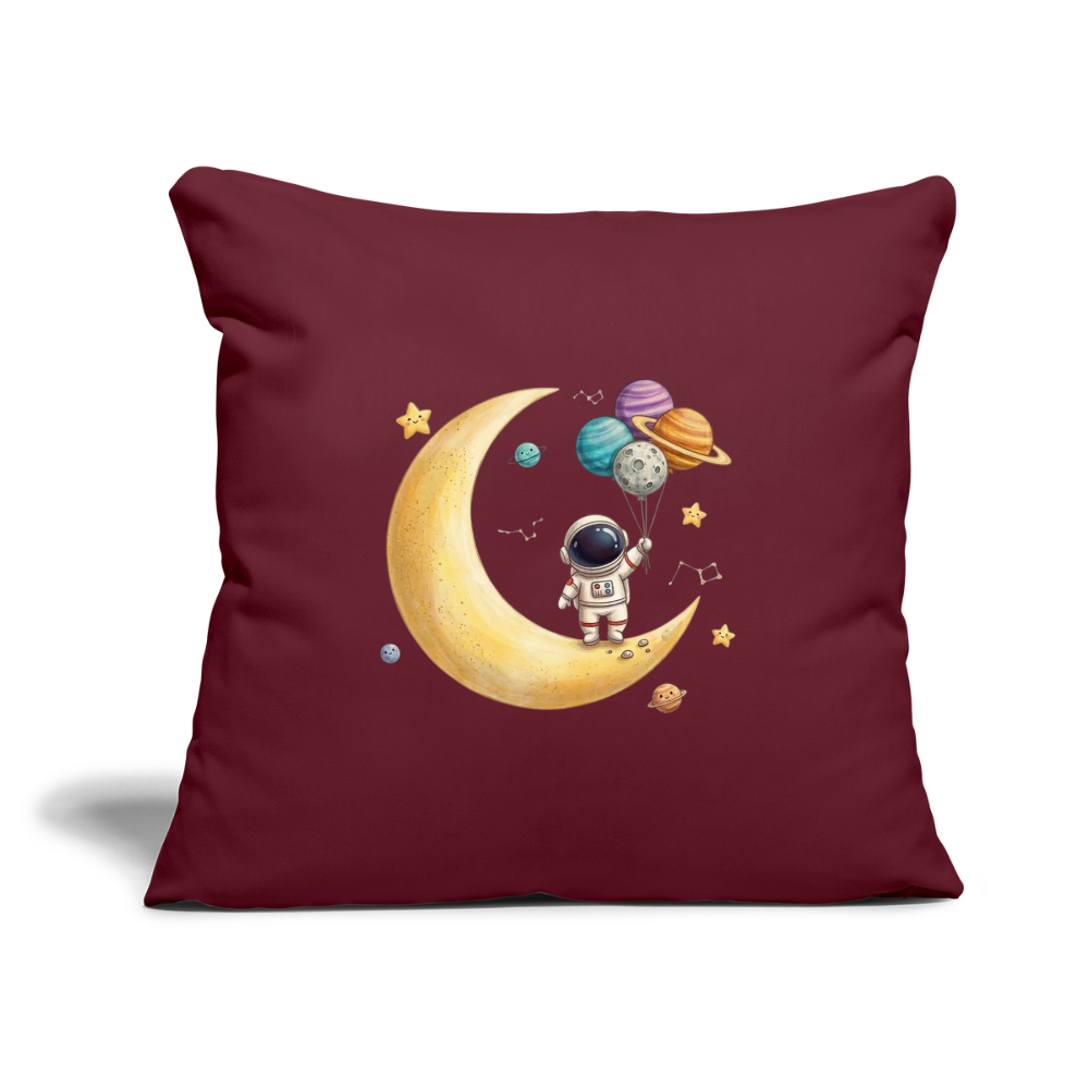Kinderkissenbezug 44 x 44 cm Astronaut mit Planeten für Kinderkissen - Burgunderrot