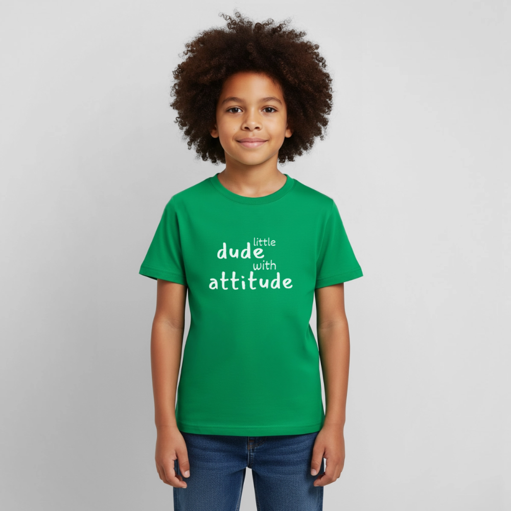 Kinder T-Shirt little dude with attitude - Kelly Green