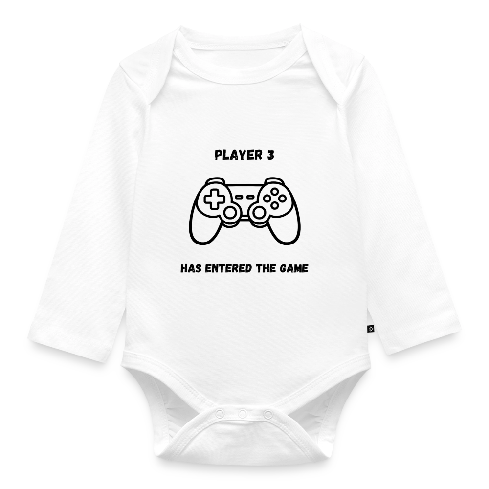 Baby Bio-Langarm-Body player 3 has entered the game - Weiß
