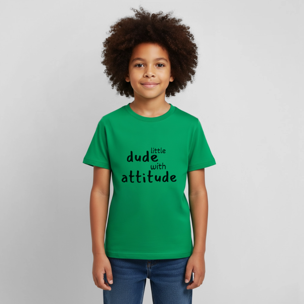 Kinder T-Shirt little dude with attitude - Kelly Green