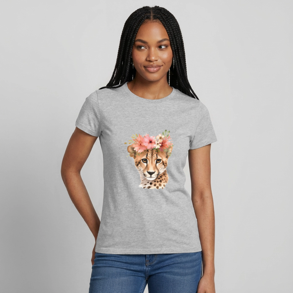 Frauen T-Shirt cheetah - Grau meliert