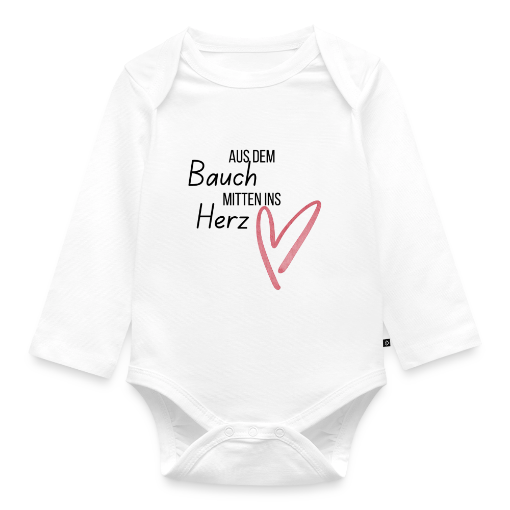 Baby Bio-Langarm-Body aus dem bauch mitten ins herz - Weiß