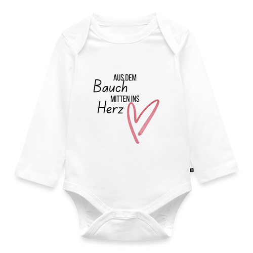 Baby Bio-Langarm-Body aus dem bauch mitten ins herz - Weiß