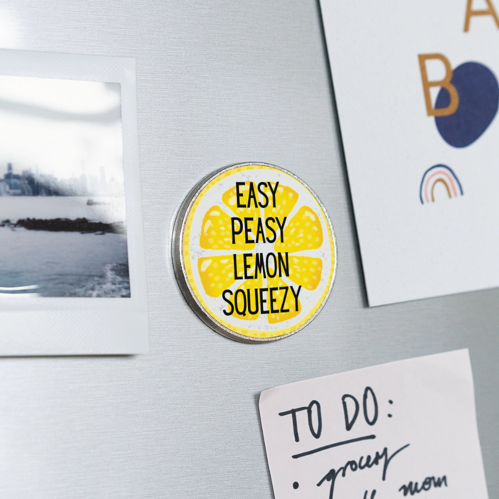Runder Kühlschrankmagnet Easy Peasy Lemon Squeezy - Weiß