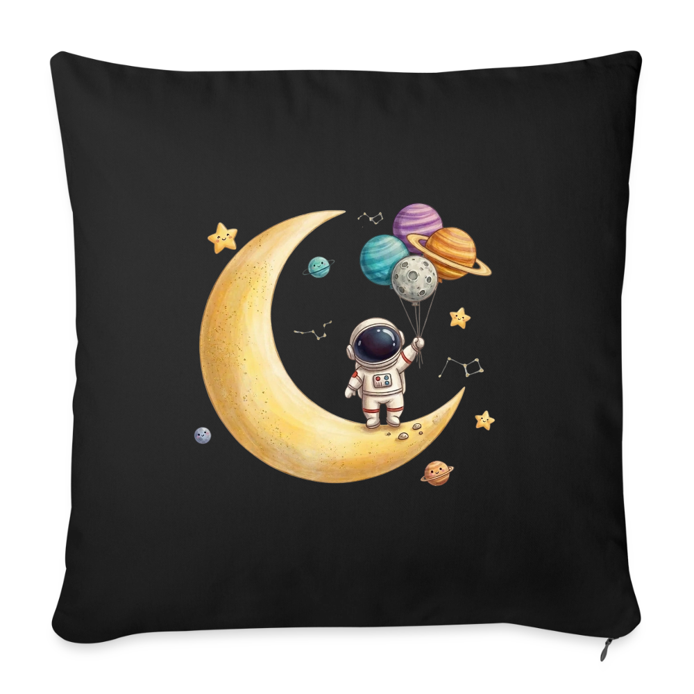 Kinderkissenbezug 44 x 44 cm Astronaut mit Planeten für Kinderkissen - Schwarz
