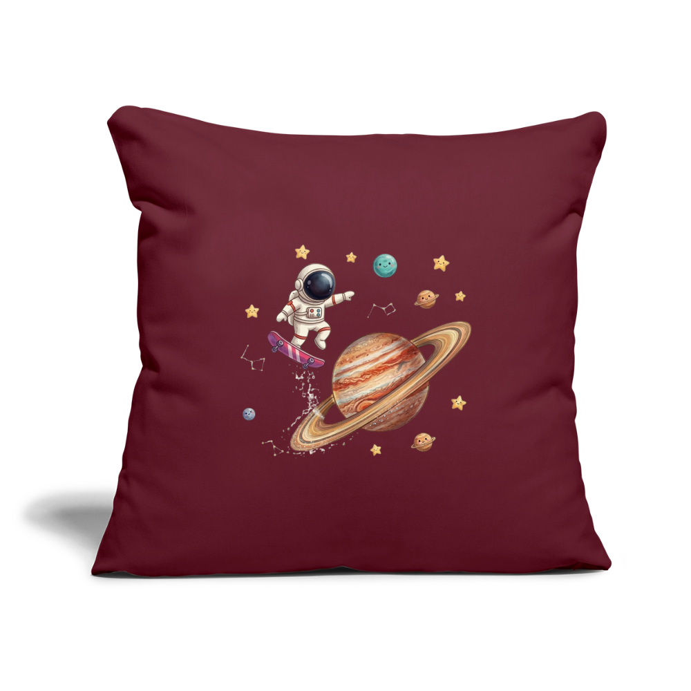 Kinderkissenbezug 44 x 44 cm Astronaut auf Skateboard - Burgunderrot
