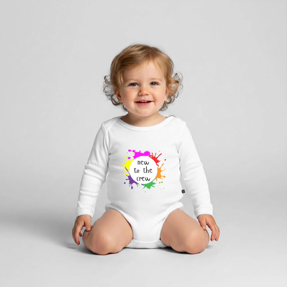 Baby Bio-Langarm-Body new to the crew - Weiß
