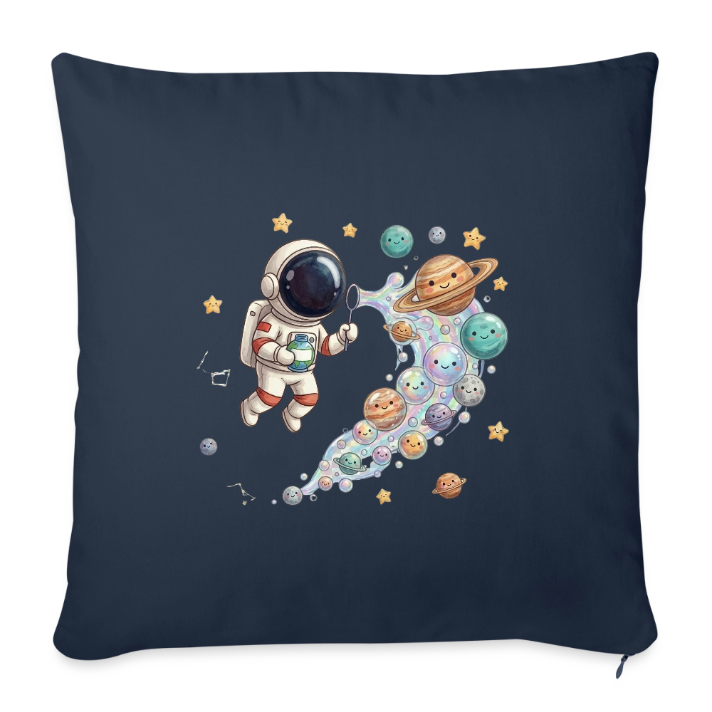 Kinderkissenbezug 44 x 44 cm Astronaut mit Planeten Seifenblasen - Navy