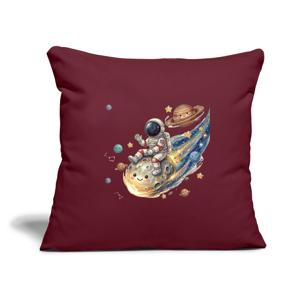 Kinderkissenbezug 44 x 44 cm Astronaut auf Asteroid - Burgunderrot