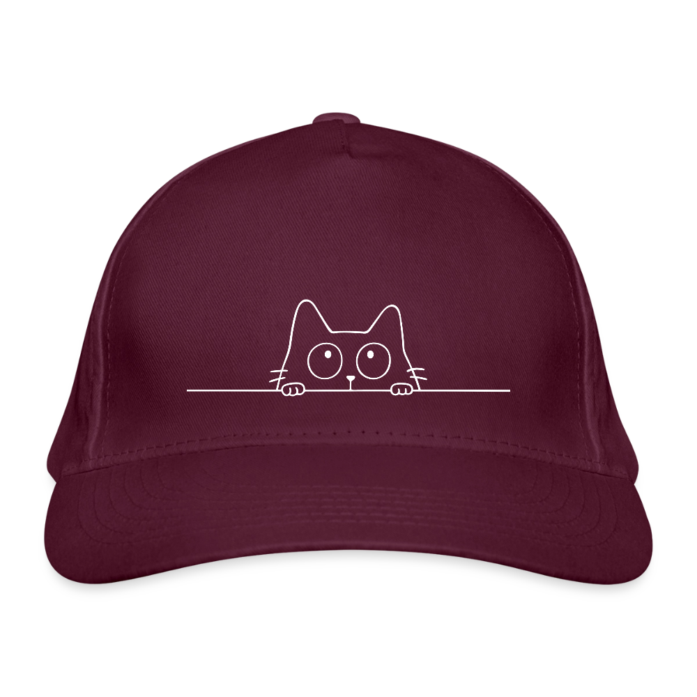 Bio-Baseballkappe Katze - Burgunderrot