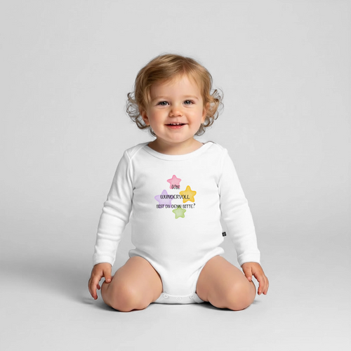 Baby Bio-Langarm-Body Wie Wundervoll Bist Du Denn Bitte - Weiß
