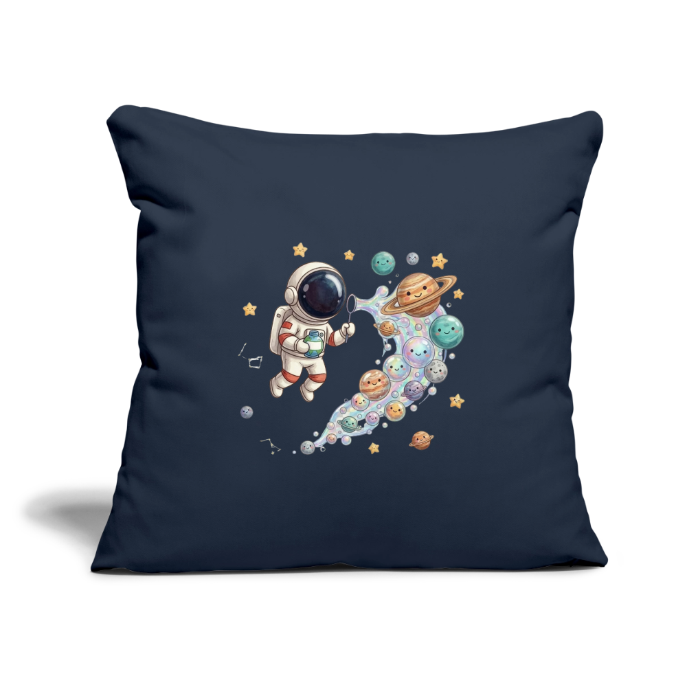 Kinderkissenbezug 44 x 44 cm Astronaut mit Planeten Seifenblasen - Navy