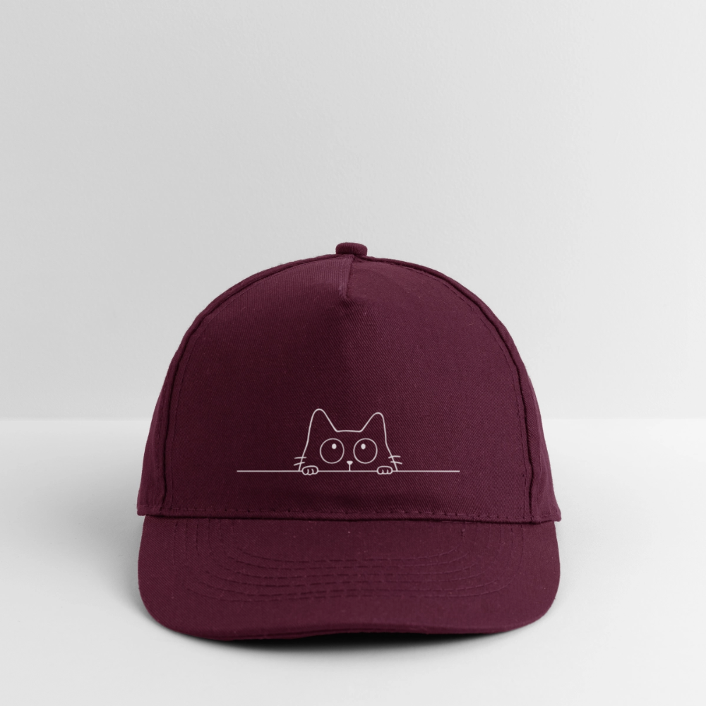 Bio-Baseballkappe Katze - Burgunderrot