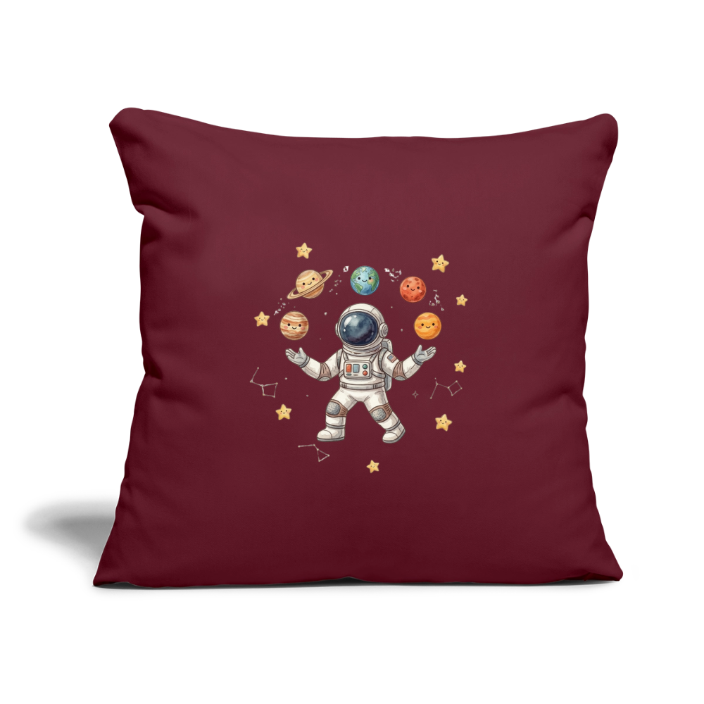 Kinerkissenbezug 44 x 44 cm Astronaut jongliert Planeten - Burgunderrot