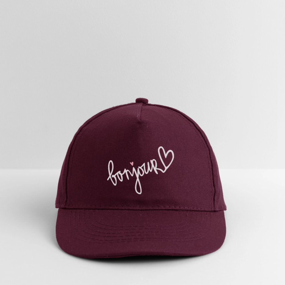 Bio-Baseballkappe bonjour - Burgunderrot