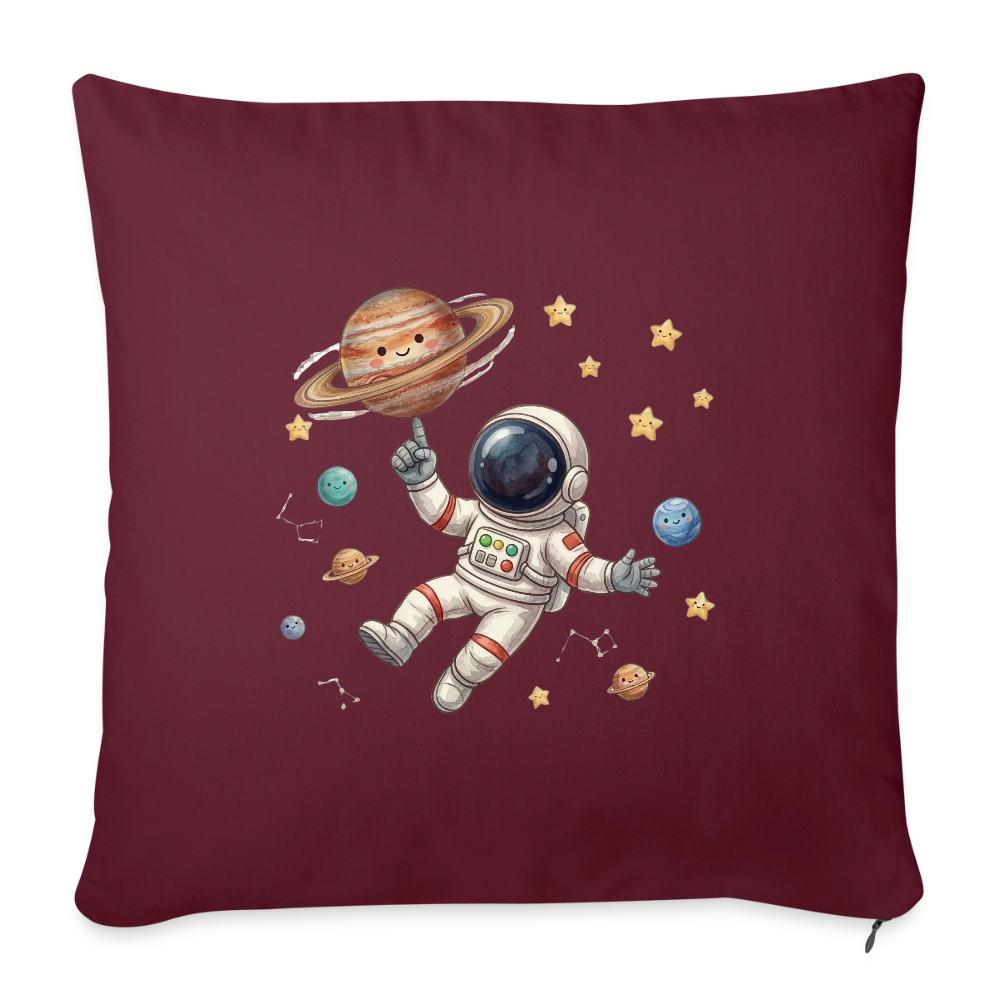 Kinderkissenbezug 44 x 44 cm Astronaut Basketball Planet - Burgunderrot