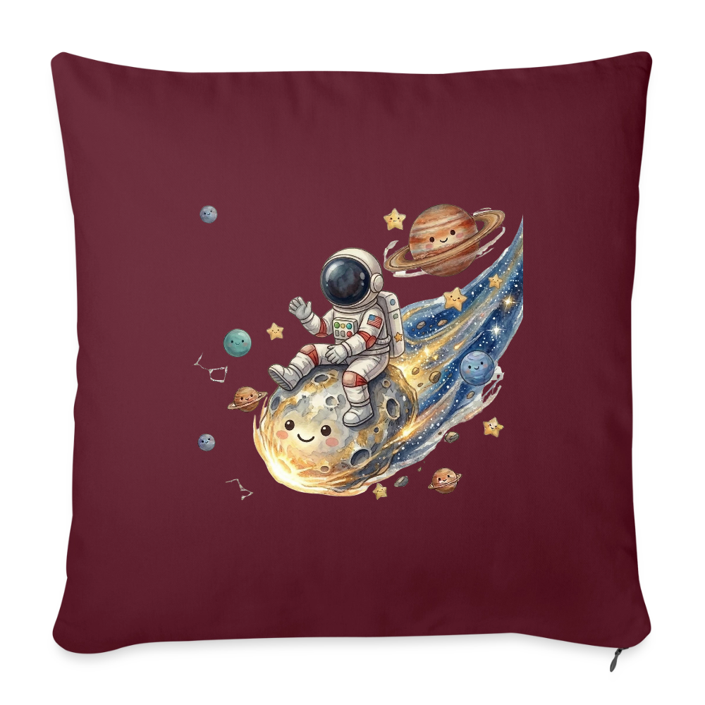 Kinderkissenbezug 44 x 44 cm Astronaut auf Asteroid - Burgunderrot