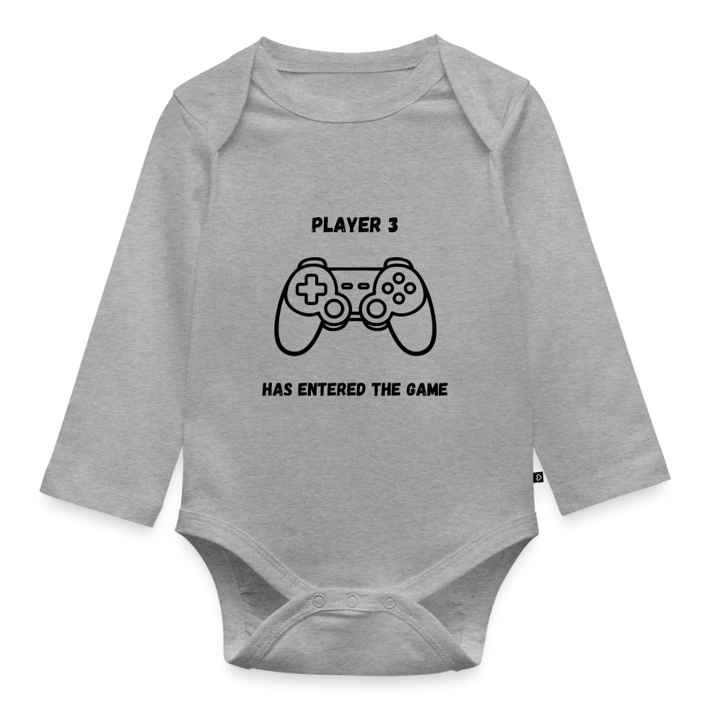 Baby Bio-Langarm-Body player 3 has entered the game - Grau meliert