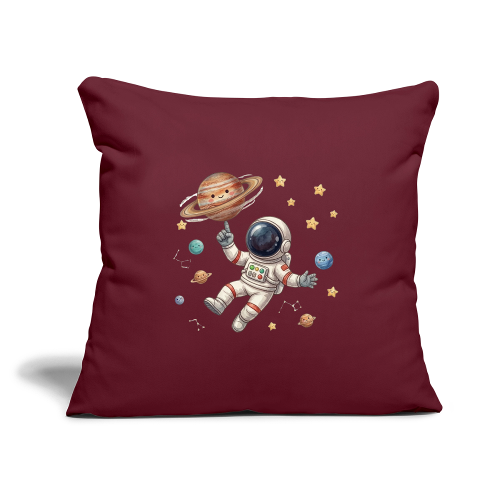 Kinderkissenbezug 44 x 44 cm Astronaut Basketball Planet - Burgunderrot