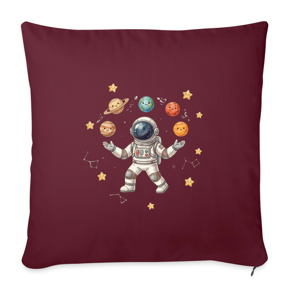 Kinerkissenbezug 44 x 44 cm Astronaut jongliert Planeten - Burgunderrot
