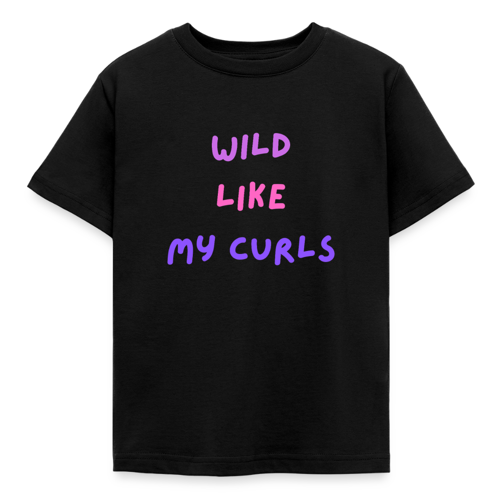 Kinder T-Shirt wild like my curls - Schwarz