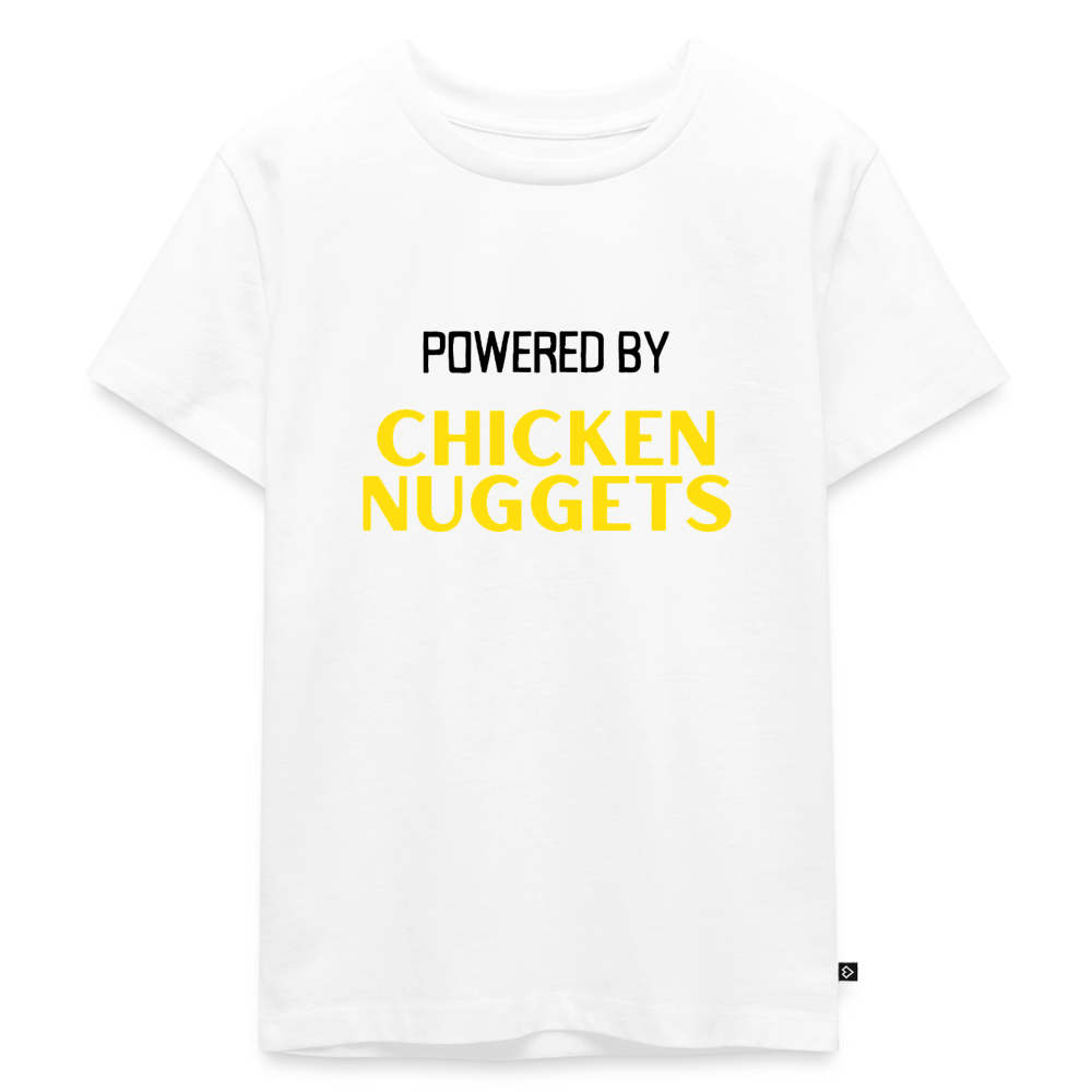 Kinder Premium T-Shirt powered by chicken nuggets - Weiß