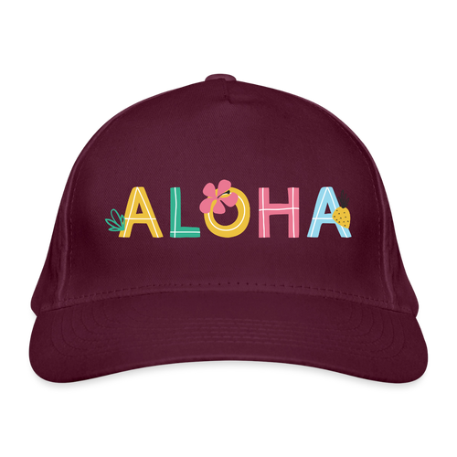 Bio-Baseballkappe Aloha - Burgunderrot