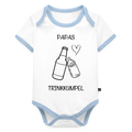 Baby Bio-Kurzarm-Kontrastbody Papas Trinkkumpel - Weiß/Hellblau 