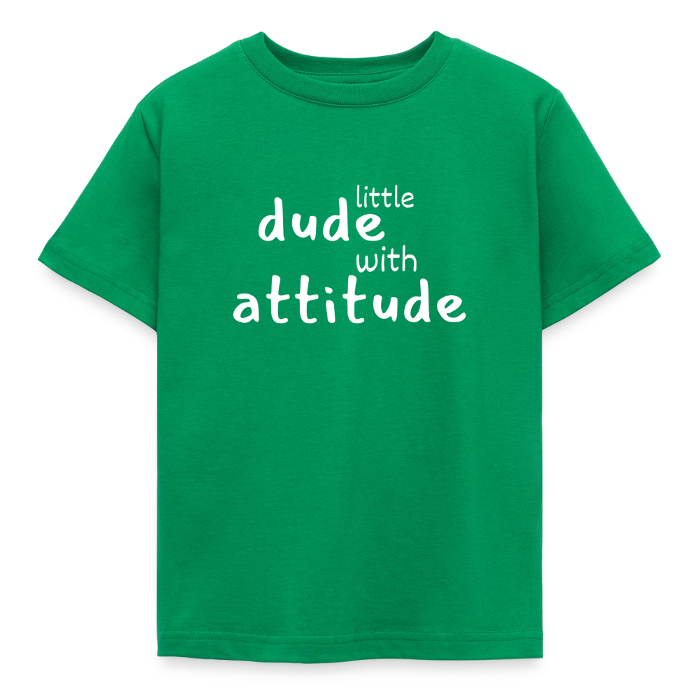 Kinder T-Shirt little dude with attitude - Kelly Green