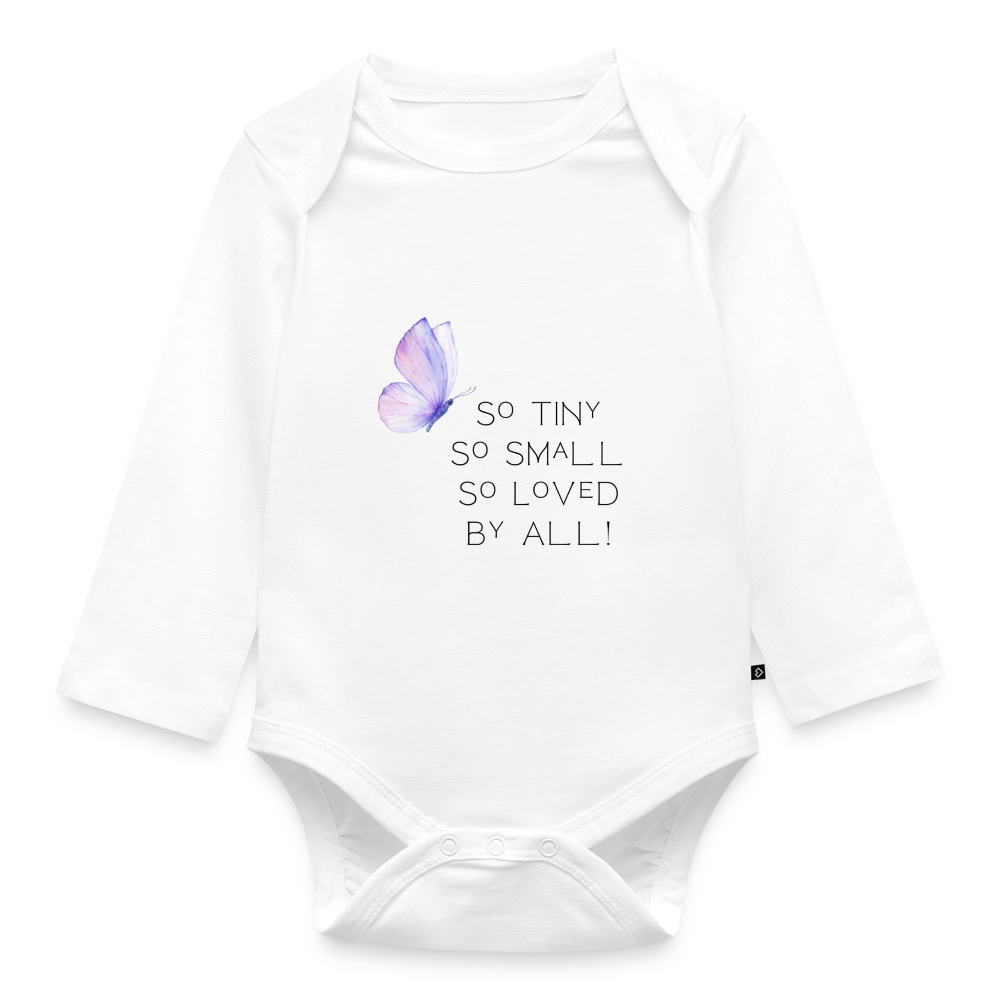 Baby Bio-Langarm-Body so tiny so small so loved by all - Weiß