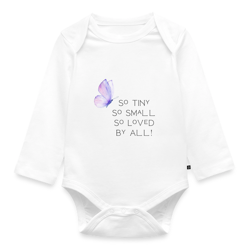 Baby Bio-Langarm-Body so tiny so small so loved by all - Weiß