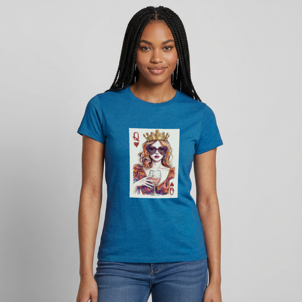 Frauen T-Shirt Queen - Antikblaues Saphir meliert