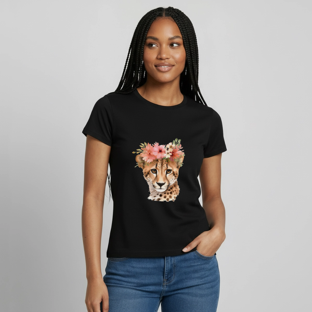 Frauen T-Shirt cheetah - Schwarz