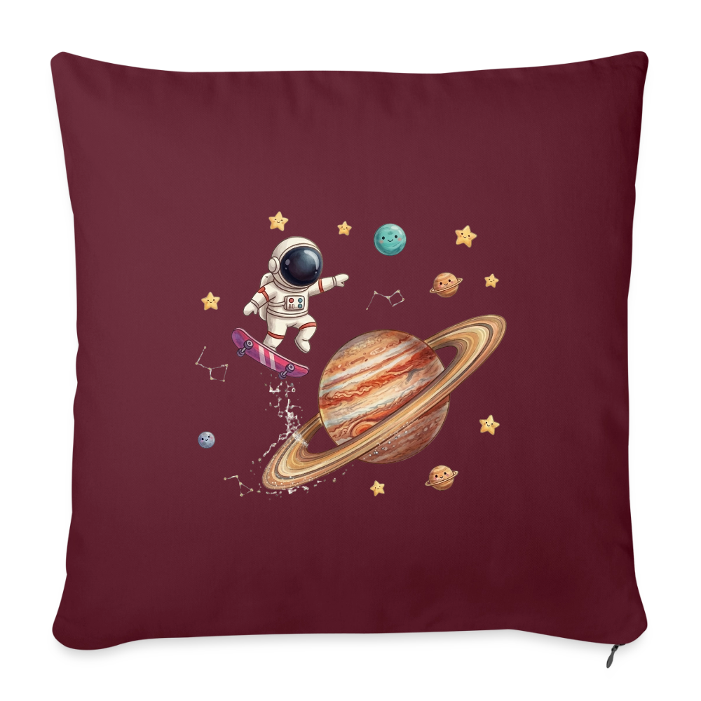 Kinderkissenbezug 44 x 44 cm Astronaut auf Skateboard - Burgunderrot