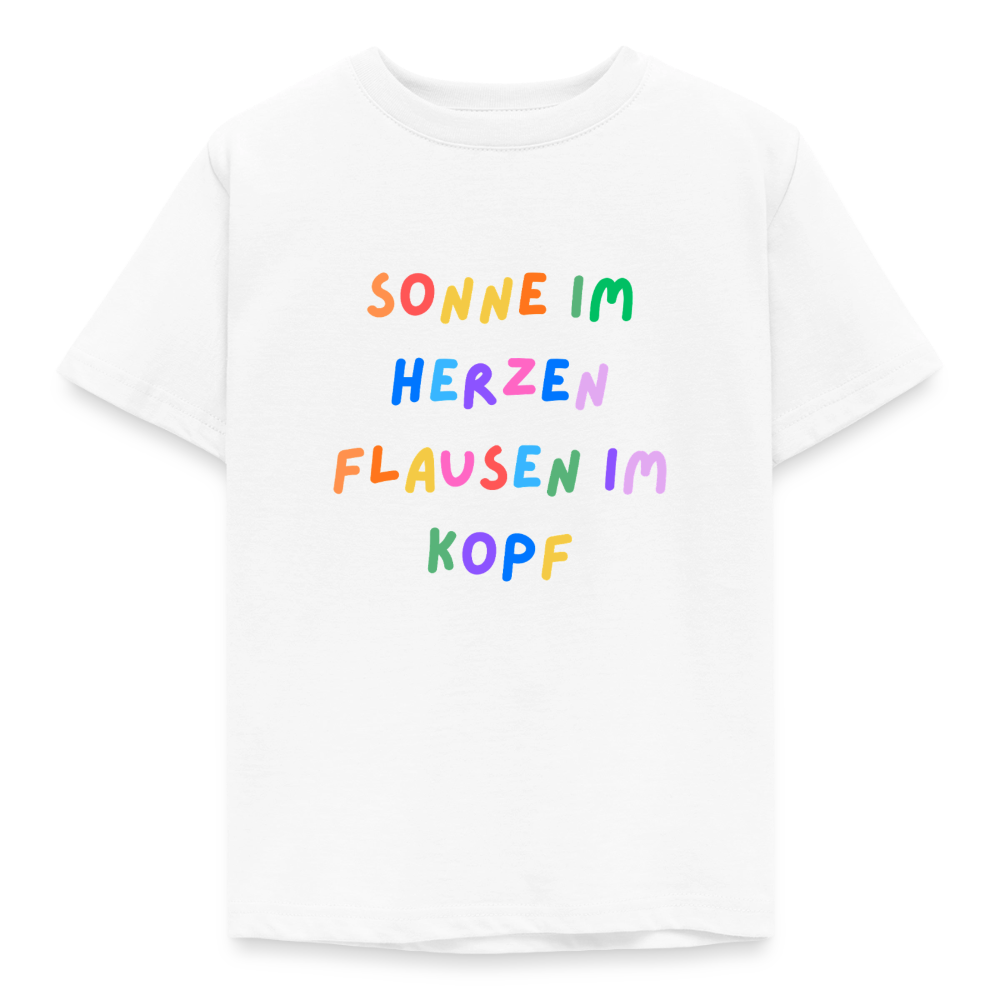 Kinder T-Shirt Sonne im Herzen, Flausen im Kopf - Weiß