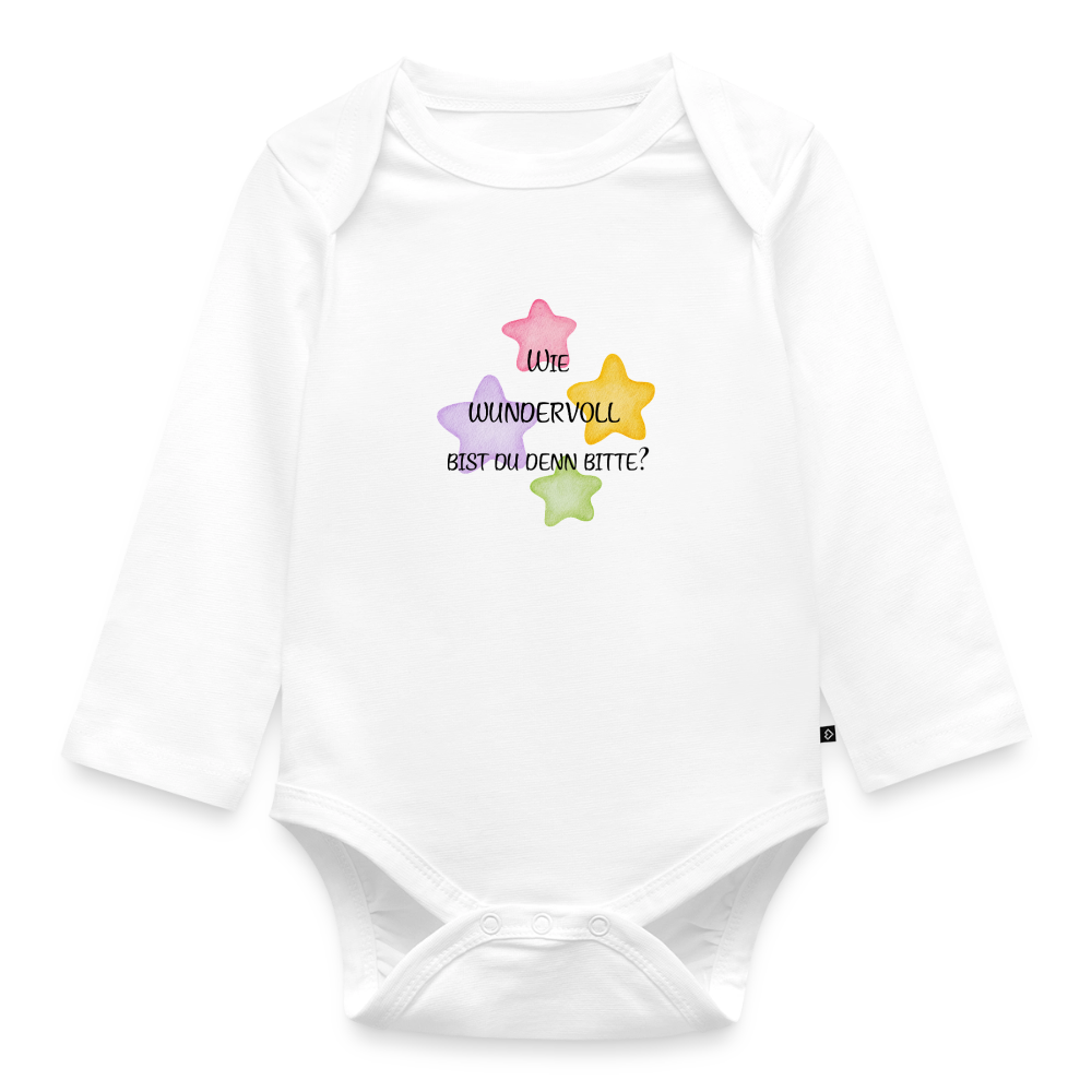 Baby Bio-Langarm-Body Wie Wundervoll Bist Du Denn Bitte - Weiß