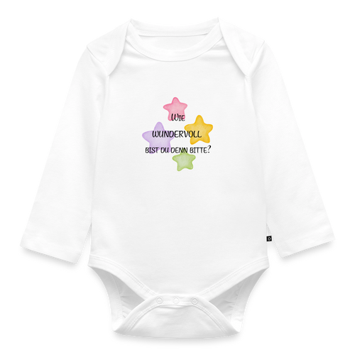Baby Bio-Langarm-Body Wie Wundervoll Bist Du Denn Bitte - Weiß