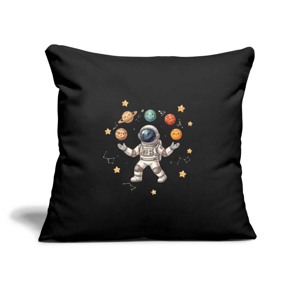 Kinerkissenbezug 44 x 44 cm Astronaut jongliert Planeten - Schwarz