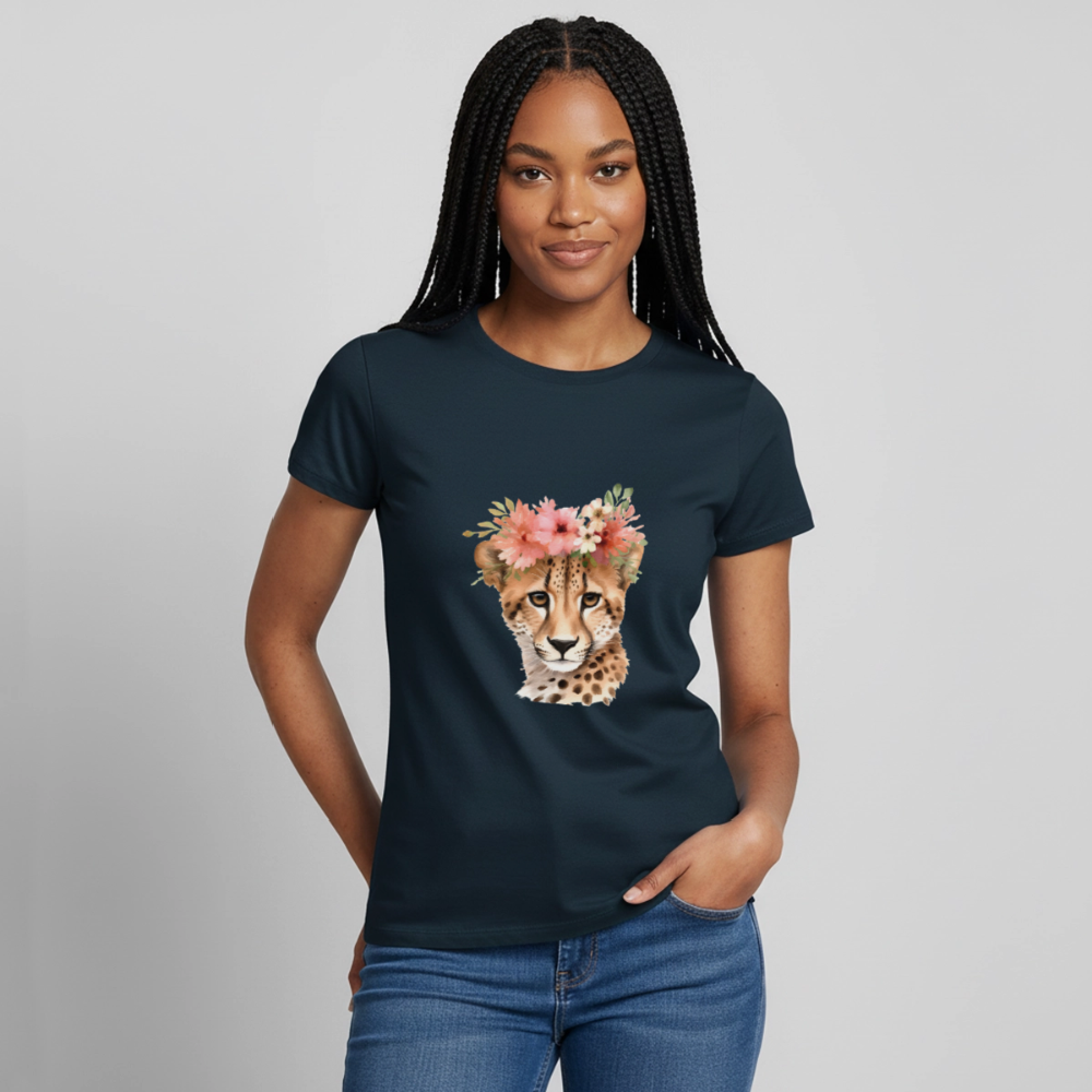 Frauen T-Shirt cheetah - Navy