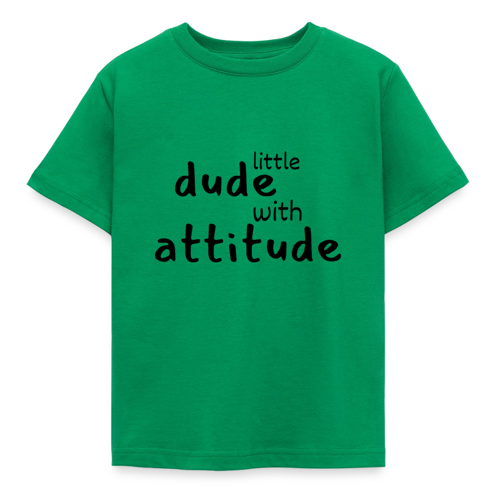 Kinder T-Shirt little dude with attitude - Kelly Green
