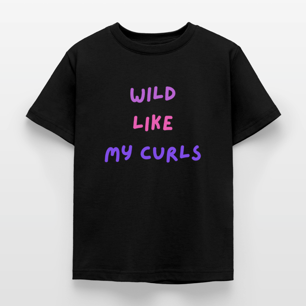 Kinder T-Shirt wild like my curls - Schwarz