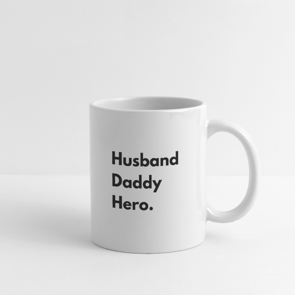 Tasse husband daddy hero - Weiß