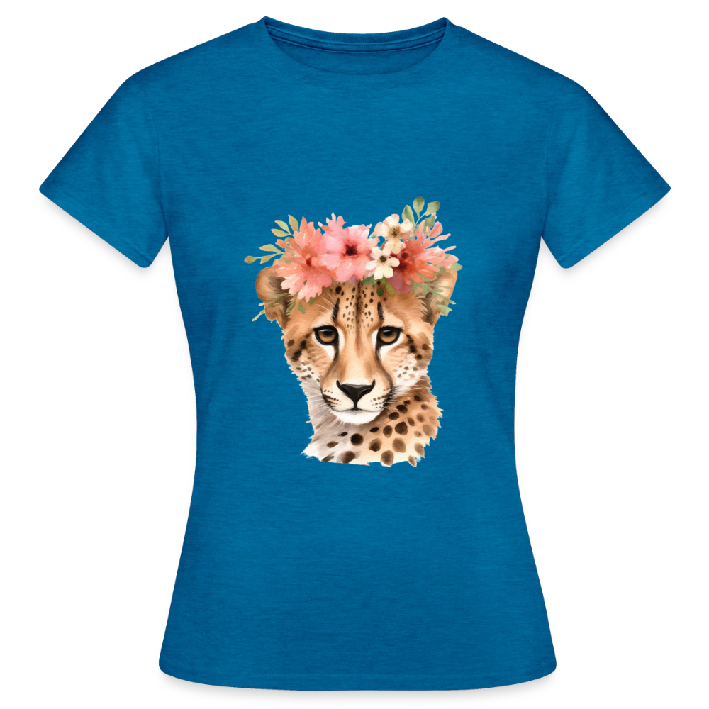 Frauen T-Shirt cheetah - Antikblaues Saphir meliert