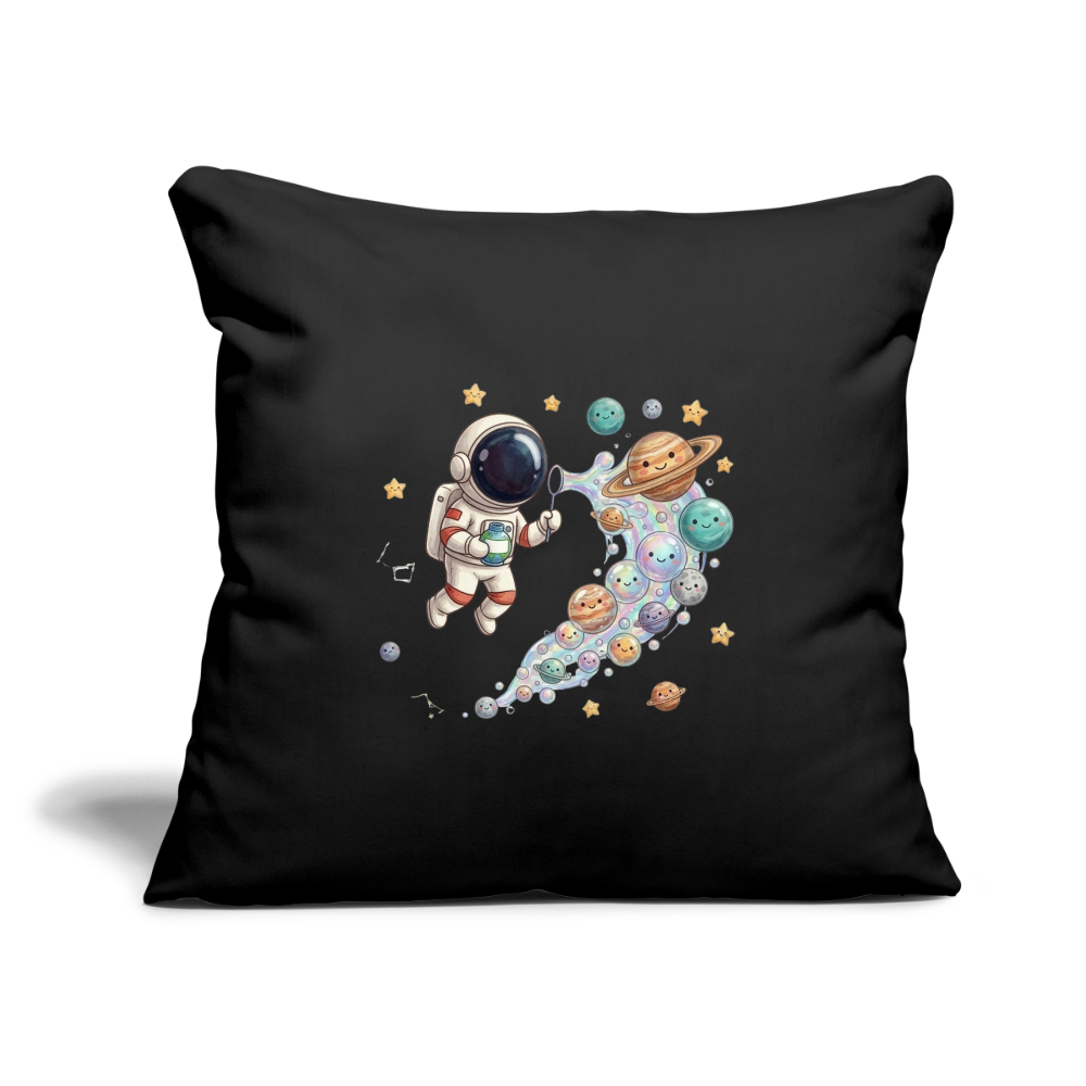Kinderkissenbezug 44 x 44 cm Astronaut mit Planeten Seifenblasen - Schwarz