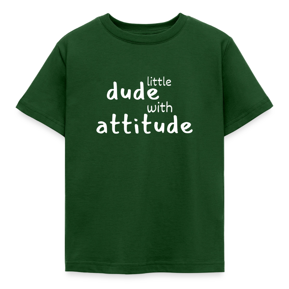 Kinder T-Shirt little dude with attitude - Forstgrün 