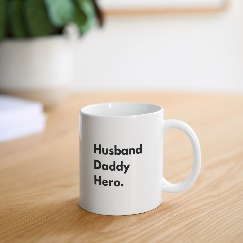Tasse husband daddy hero - Weiß
