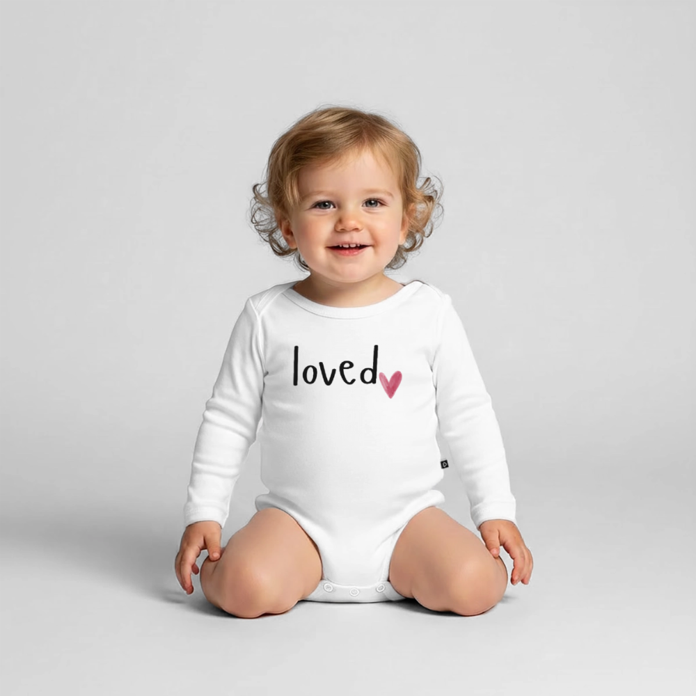 Baby Bio-Langarm-Body loved - Weiß