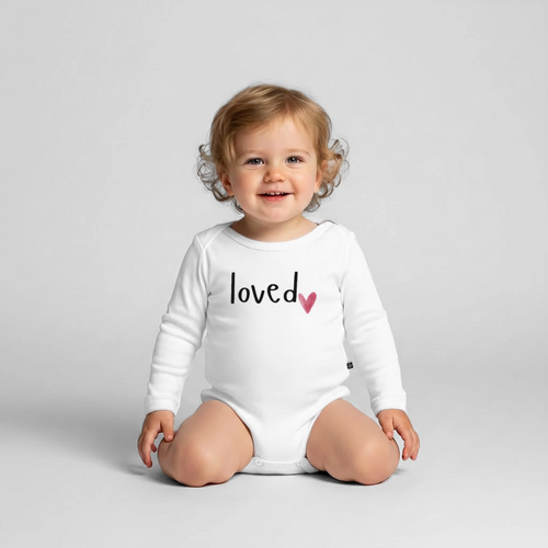 Baby Bio-Langarm-Body loved - Weiß