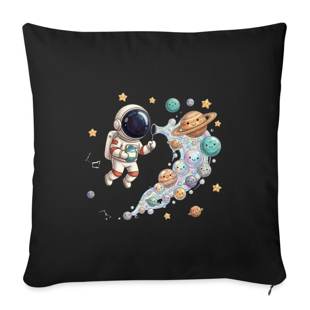 Kinderkissenbezug 44 x 44 cm Astronaut mit Planeten Seifenblasen - Schwarz